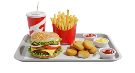 Fast Food Meal PNG - Burger, Fries, Nuggets, and Drink