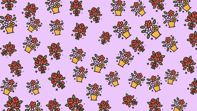 Doodle wedding equipment flowers roses bouquet pattern seamless illustration suitable for backgrounds, invitations, textiles, and decorative elements for events and crafts.