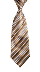 Men's striped necktie isolated on white background.