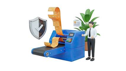 3D Business Security and Automation Concept
