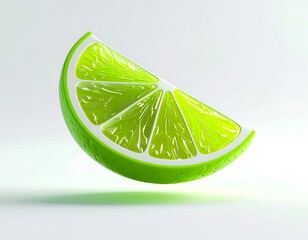 A vibrant, floating slice of citrus against a soft, white background