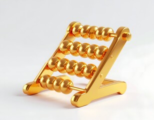 Gleaming gold abacus against white background
