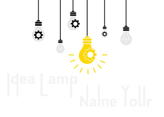 Hanging light bulbs with glowing one Vector illustration for your design. Trendy flat vector light bulbs icons with concept of idea