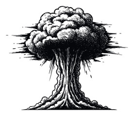 Powerful mushroom cloud from a massive explosion rising into the sky depicting a destructive force or significant event perfect for apocalyptic themes or historical content