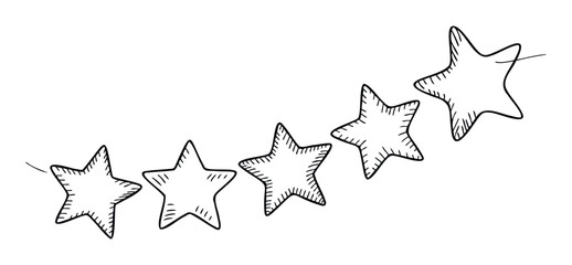 A hand drawn star garland perfect for adding a whimsical touch to festive holiday decorations and cheerful celebration graphics for party invitations or social media posts.