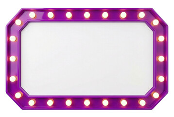 Purple Marquee Light Frame with Round Bulbs on Transparent Background for Creative Signage