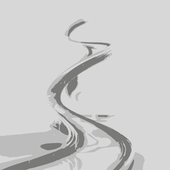 Abstract Gray Ink Brush Stroke Minimal Art