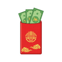 Traditional Red Envelope Filled with Money Symbolizing Good Fortune and Prosperity