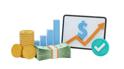 Financial Growth Concept: Money, Charts, and Success