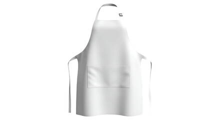 A white kitchen apron with a chest pocket and neck loop