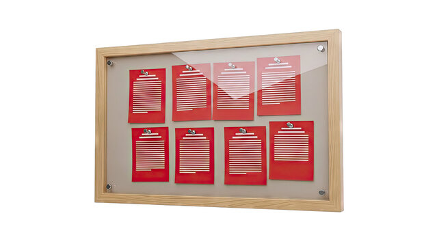 Bulletin Board with Red Notes