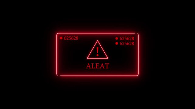 Glowing neon alert attempting to break into a digital animation system with a lock icon on the screen, and a warning message appearing as the system block the breach. computer code and dark.