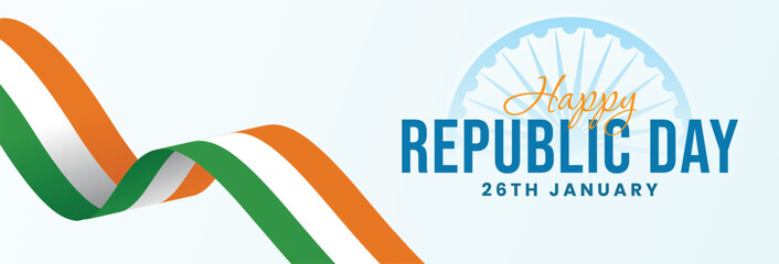 Republic Day celebration, January 26. Indian Republic Day background design with tricolor flag. Vector illustration