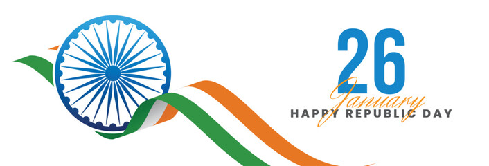 Republic Day celebration, January 26. Indian Republic Day background design with tricolor flag. Vector illustration