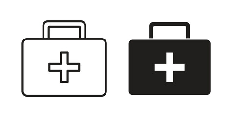 Obraz premium Medical kit icons. Line Art Style Design Isolated On White