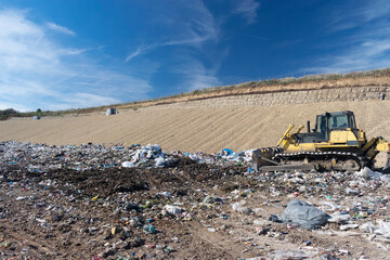 Pollution concept. Garbage pile in trash dump or landfill