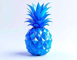 A stylized, geometric pineapple in vibrant blue against a soft background