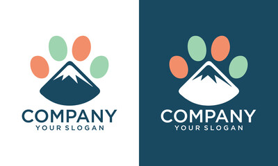 Creative Paw Mountain Vector Logo Design