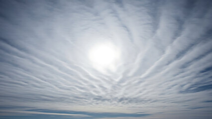 Sky Filled with Radiating Cirrus Spissatus - Thick Ice Crystal Cloud Canopy