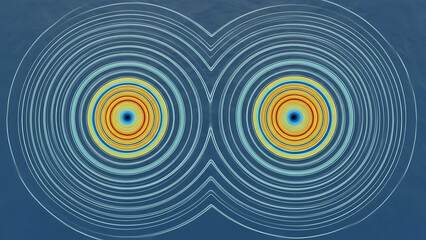 Geometric Wave Interference Patterns from Two Sources - Scientific Fluid Dynamics Visualization