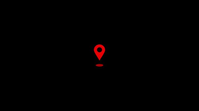 Red Location Pin on Black Background Geographic Marker Symbol red black background map symbol