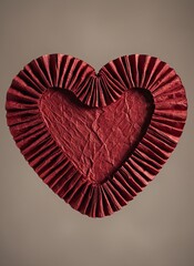 Velvet heart shaped decoration with ruffled edges