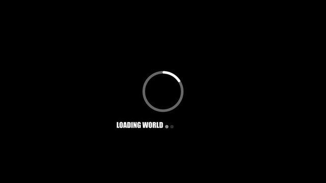Loading Animation Loading Screen with Progress Bar and Dots on Black Background