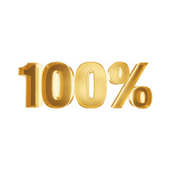 Luxury 3D Gold 100 Percent Sign | Shiny Metallic Golden Sale Icon.