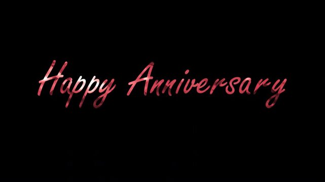 Happy anniversary in bright pink cursive font perfect for celebratory social media posts, greeting cards, and event invitations.