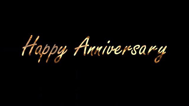 Happy anniversary in elegant golden script font suitable for greeting cards, banners, invitations, social media posts, and celebratory designs.