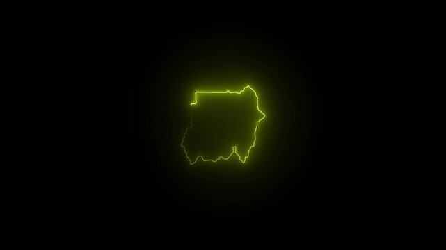 Glowing Neon Outline of Uganda Map on Black Background