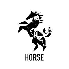Elegant, abstract horse logo icon. Stallion symbol design. Vector brand emblems.