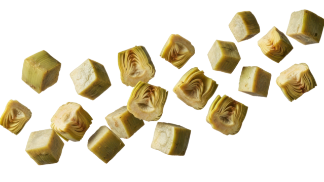 Abstract golden cubes floating on transparent background - Powered by Adobe
