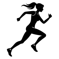Female Runner Silhouette &ndash; Fast Running Woman Vector