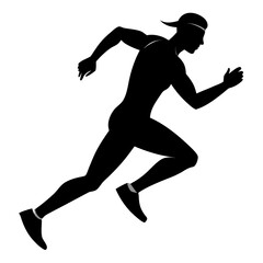 Running Athlete Silhouette Side View Vector Illustration Sport Concept