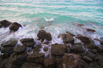 Rock beach at Sang-Wan beach , Pattaya , Chonburi , Thailand