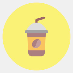 Icon ice coffee. Coffee shop elements. Icon in color mate style.