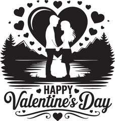 Vector of couple with moonlight silhouette black vector