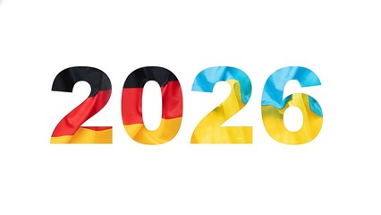 The year 2026 represented with the colors of the german flag
