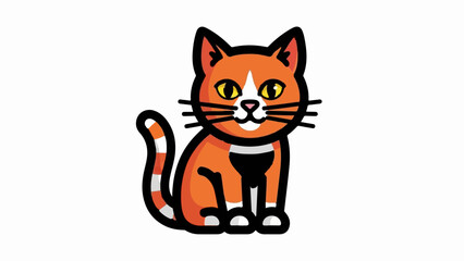 Obraz premium A cute, cartoonish orange and white tabby cat sits patiently, its tail curled
