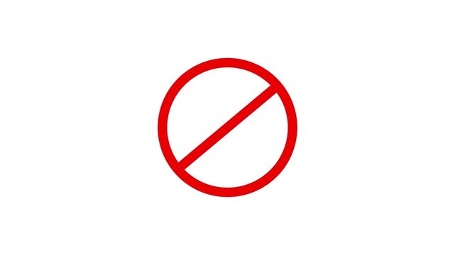 No entry icon showing deny action and blocked access status. No entry animation represents ban signal, access restriction, and not allow decision. 4k video 
