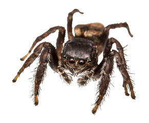 Himalayan jumping spider. jumping spider, isolated, close-up, no background for an insect and wildlife project. material for design and collage.