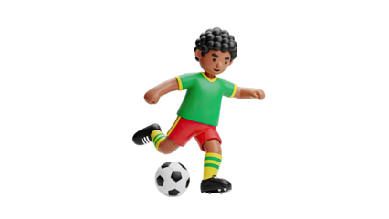 3D Cartoon Boy Playing Soccer