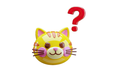 Curious Cat Emoji with Question Mark