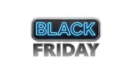Black Friday Neon Sign and Metallic Text
