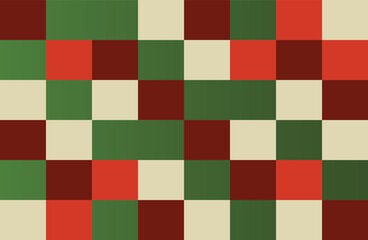 Checkered seamless pattern background texture, multicolour. Red, Green,  checked Christmas background.  Groovy checkered seamless patterns, vintage aesthetic background, checkerboard texture.