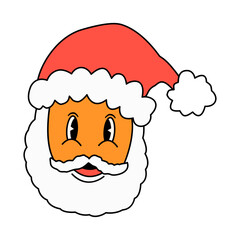 Groovy Christmas Illustration. Vector Cartoon Character.