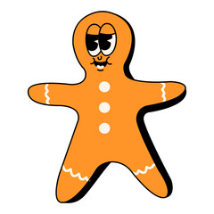 Groovy Christmas Illustration. Vector Cartoon Character.