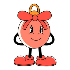 Groovy Christmas Illustration. Vector Cartoon Character.