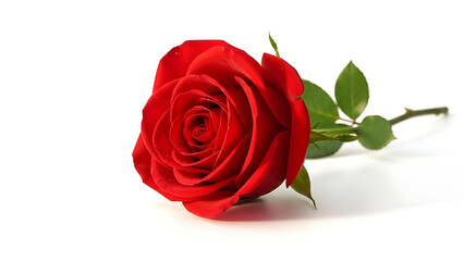 Naklejka premium single red rose flower isolated on white background symbolizing love romance passion valentines day wedding anniversary and elegant floral romantic concept